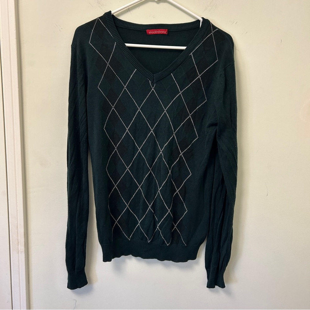 Stockhomme green argyle sweater